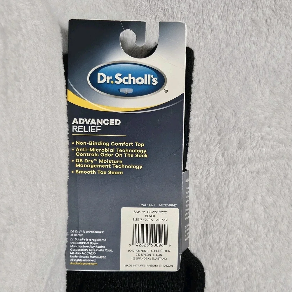 Dr. Scholl's Men's Advanced Relief Crew Gripper Socks‎ 2 Pairs Size 7-12